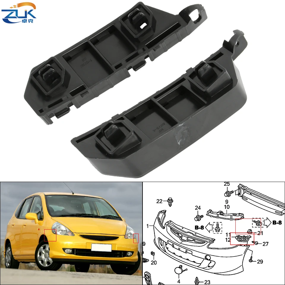 ZUK Car Front Bumper Side Spacer Bracket Holder For HONDA FIT JAZZ 2005 2006 2007 2008 GD1 GD3 OEM:71193-SAA-003 71198-SAA-003