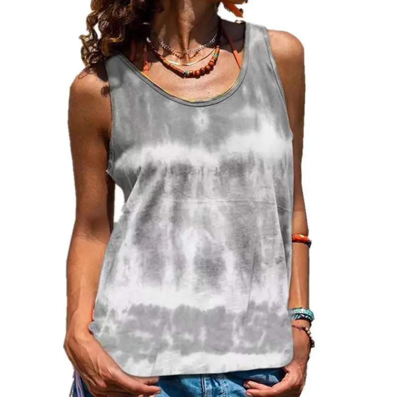 Women's Street Sle Printed Svel Vest Top T-irt Loose Fit Polyester Casual Summer Faion Ladies' aphic Tee