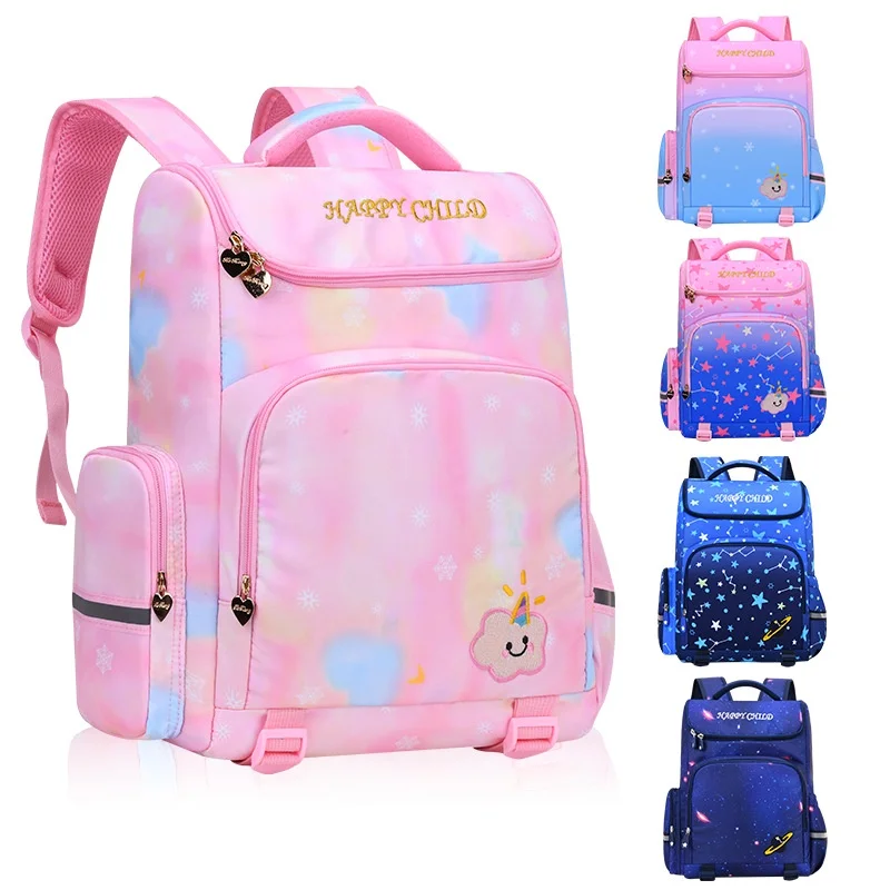 Grade 1-6 Children Starry Sky Gradient Colorful Cloud Fashion Backpacks 2022 New Girls Boys Students Cute Large School Bags Hot