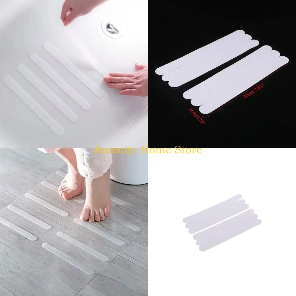 

F26c 6pcs 20x2см против не скольжения наклейки с ручками для душевых полос Безопасность
