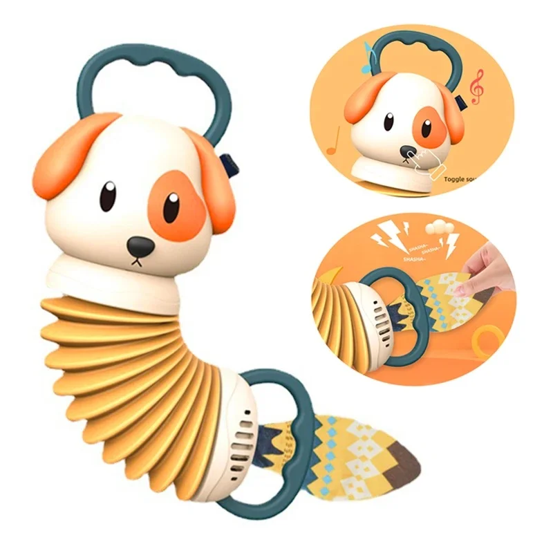 STEM Sensory Sorting & Stacking Toys, Cartoon Dog Accordion Musical Early Education Interactive Soothing Toy Back To School Kids
