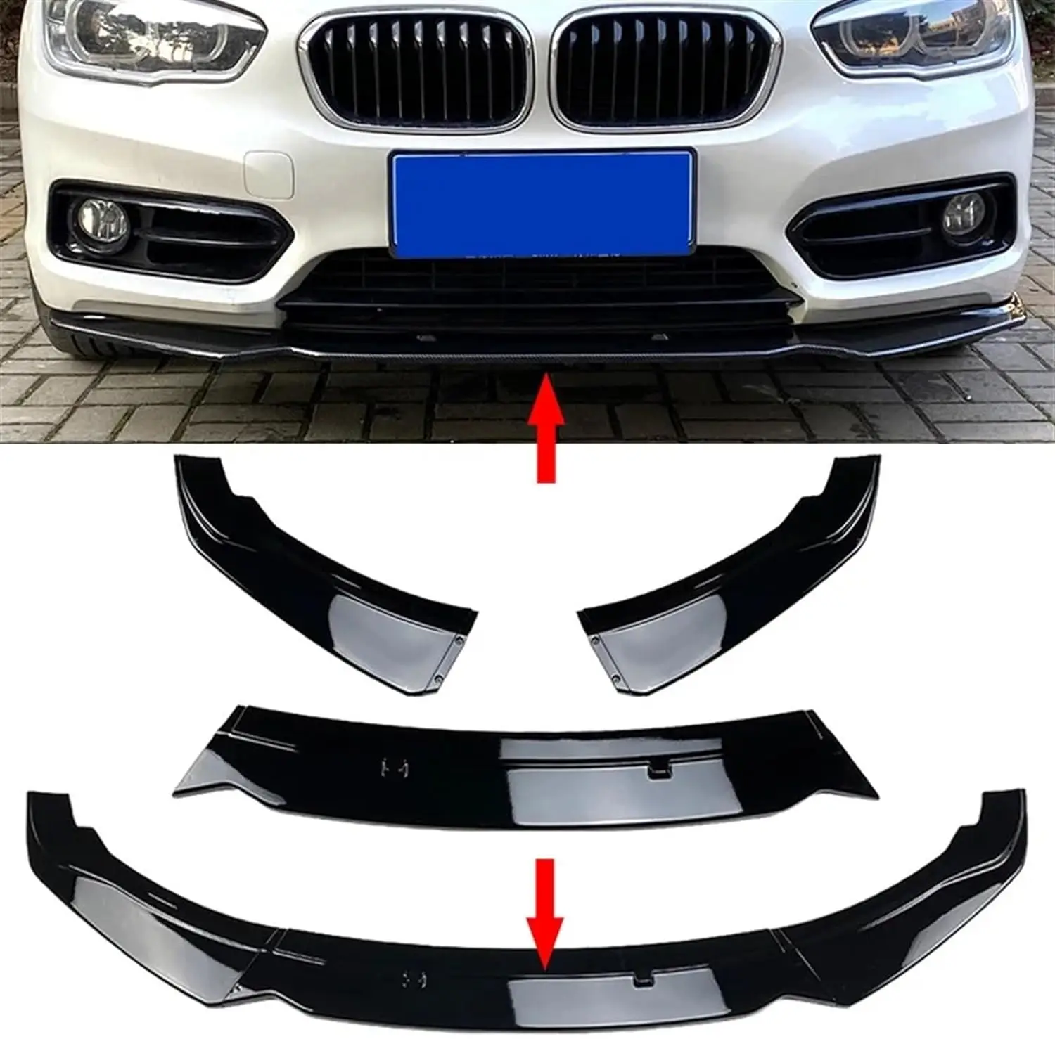 For BMW F20 F21 1-Series 116i 118i 120i 2011-2019 Car Front Bumper Spoiler Lip 3Pcs PP Bumper Canard Lip Splitter