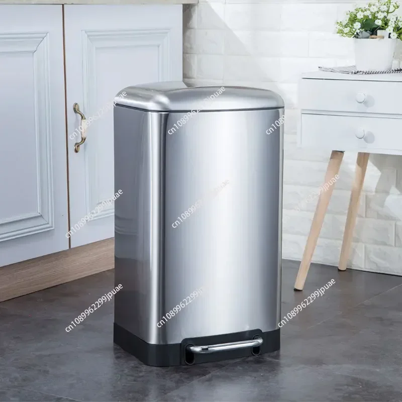 Household kitchen 20 liter stainless steel large trash can foot operated 30 liter indoor office restaurant flip