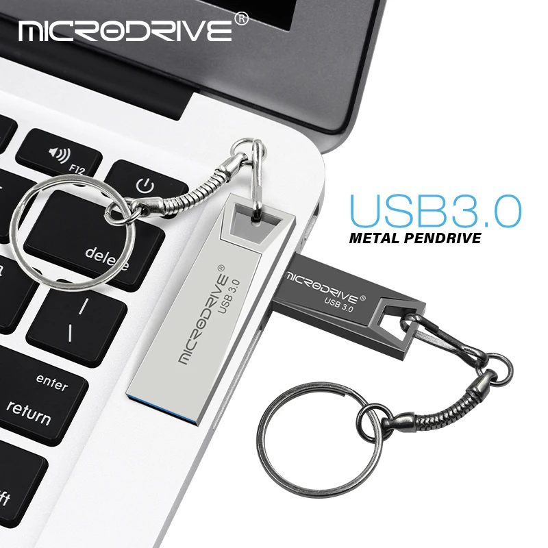 고속 USB 3.0 미니 메탈 플래시 드라이브 16GB 32GB 64GB 128GB 펜드라이브 방수 USB 드라이브 키체인 포함