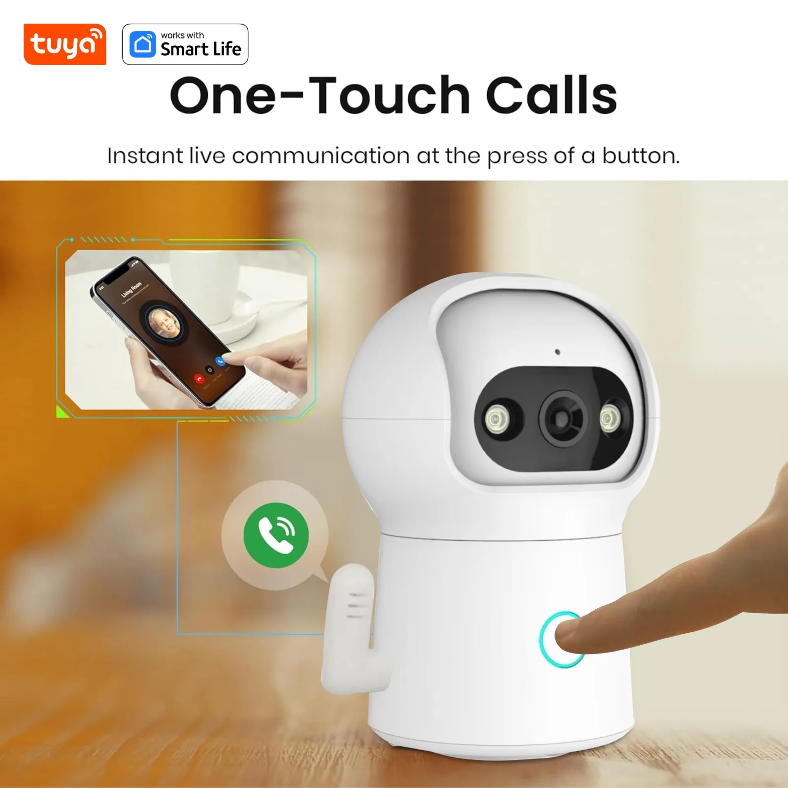 Tuya Smart 4MP Security Camera Indoor - 2K Baby Monitor Pet Camera 355° for Home Security,With 2.4G WiFi Router,One-Touch Call