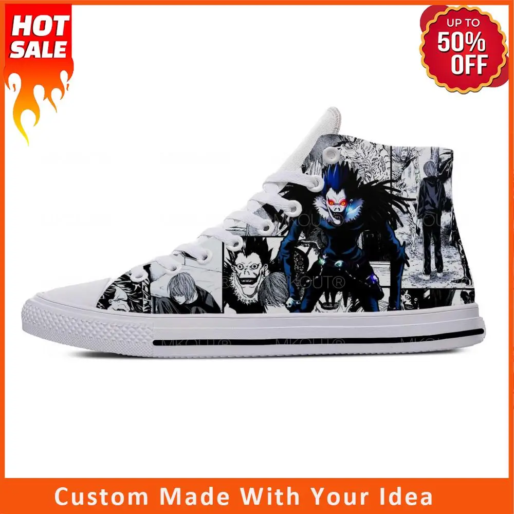 Anime Manga Dos Desenhos Animados Comic Demônio Death Note Ryuk Sapatos de Pano Casuais Alta Top Leve Respirável Impressão 3D Das Mulheres Dos Homens Sneakers