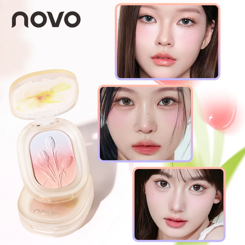 Blush gradiente multicolorido, paleta de blush vibrante, cores leves e misturáveis, três cores estão disponíveis, cosméticos faciais