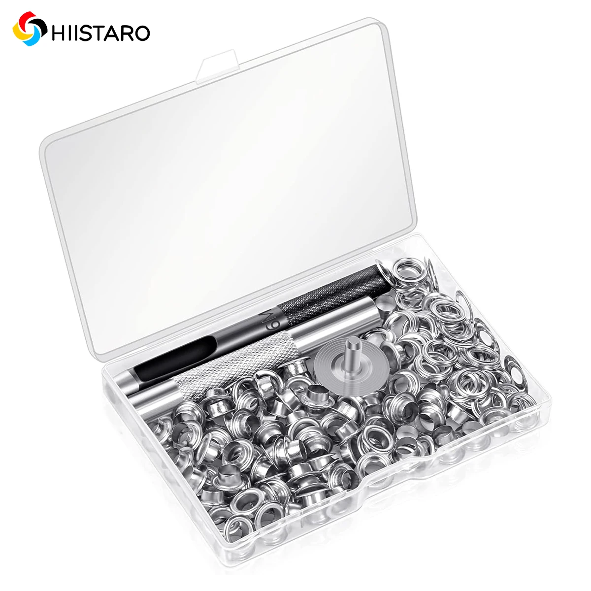 120-Tüllen-Werkzeugsatz 1/4 Zoll (ca. 0,6 cm) 1/4 Ösen-Ösen-Set mit Einstellwerkzeug und Aufbewahrungskoffer für Stoffe, Planen, Vorhänge