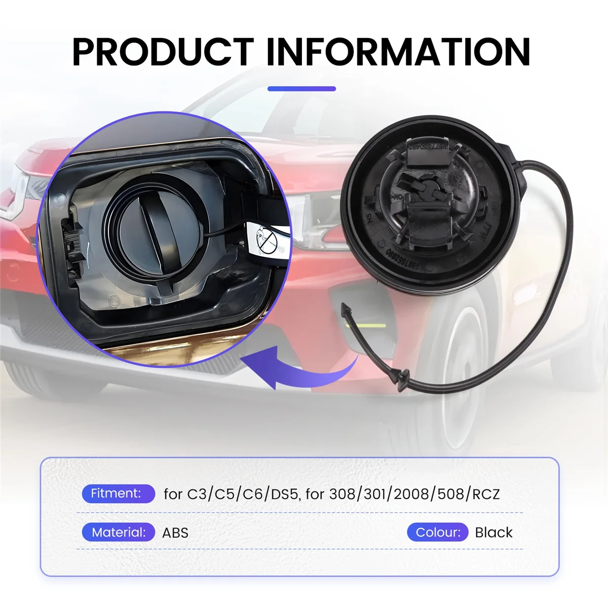 # 22L автомобильные детали и аксессуары, внутренняя крышка топливного бака автомобиля для Citroen C3/C-Elysee/C5 Peugeot 308/301, черный