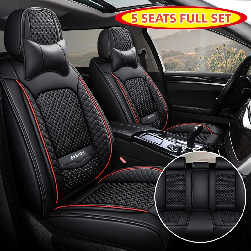 

(Comfort Edition) Five Seats in the Car, with 2 Soft Headrests, Luxurious Ice Silk Full-Cover Car Seat Covers, Universal Fit, Delicate Texture, Comfortable to Sit On, Suitable for All Seasons, Fits the Seats Well, Non-Slip and Won'T Shift, Exquisite and D