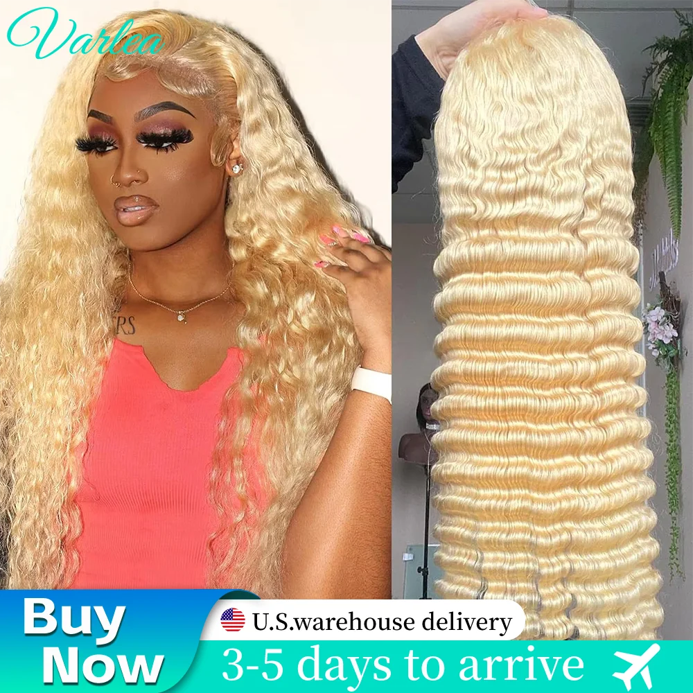 613 HD الدانتيل الباروكة الأمامية 13x4 13 × 6 موجة عميقة الدانتيل الجبهة باروكة من شعر طبيعي الدانتيل الشفاف شقراء مجعد الباروكات 200 الكثافة للنساء #1