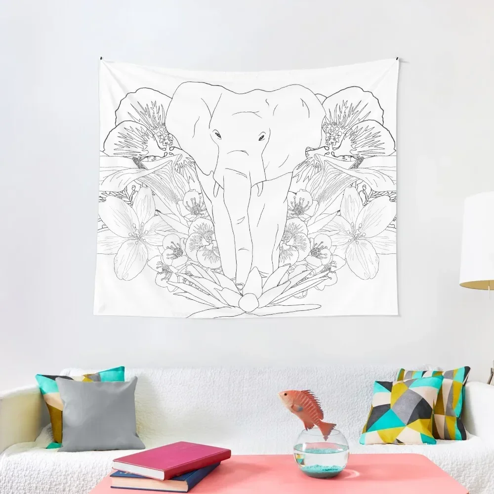 

Born From Flowers - Elephant Tapestry Home Decor Accessories Cute Room Things Tapestry