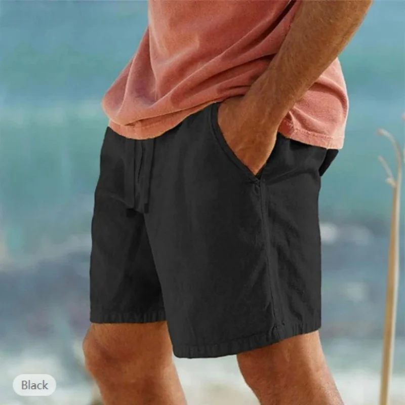 2026 Summer New Men's Shorts Lightweight Breathable Casual Short Pants Cotton Linen Simple Style Daily Sweatpants Short Trousers
