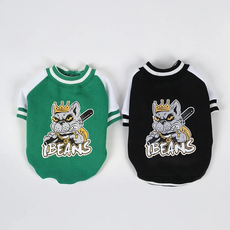 Pet Baseball Jerseys Autumn Winter Dog Clothes Fleece Warm Baseball Shirt Dog Puppy Sweatshirt Small And Medium-Sized Dog Jacket