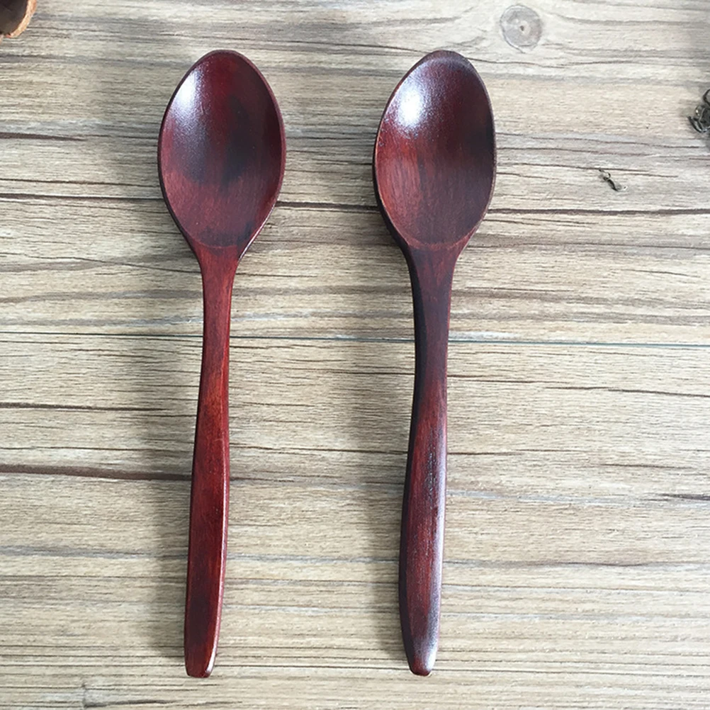 

5 pcs Wooden Spoon Long H Natural Wood Lightweight Sturdy for Jam Soup Rice Ice cream Kitchen Bar Use
