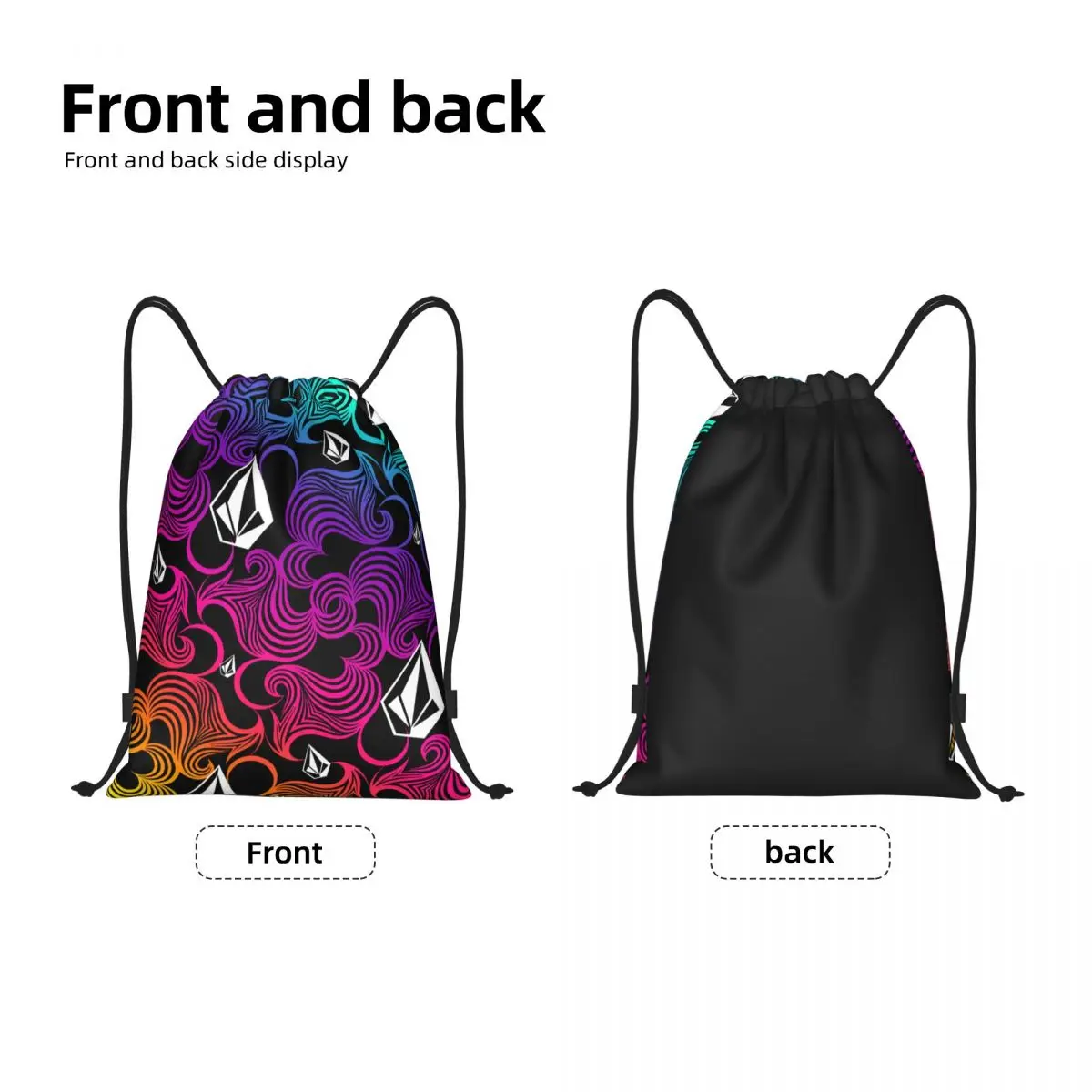 Custom Volcoms Skate Diamond Stone Pattern Drawstring Backpack Bags Men Women Lightweight Gym Sports Sackpack Sacks for Shopping