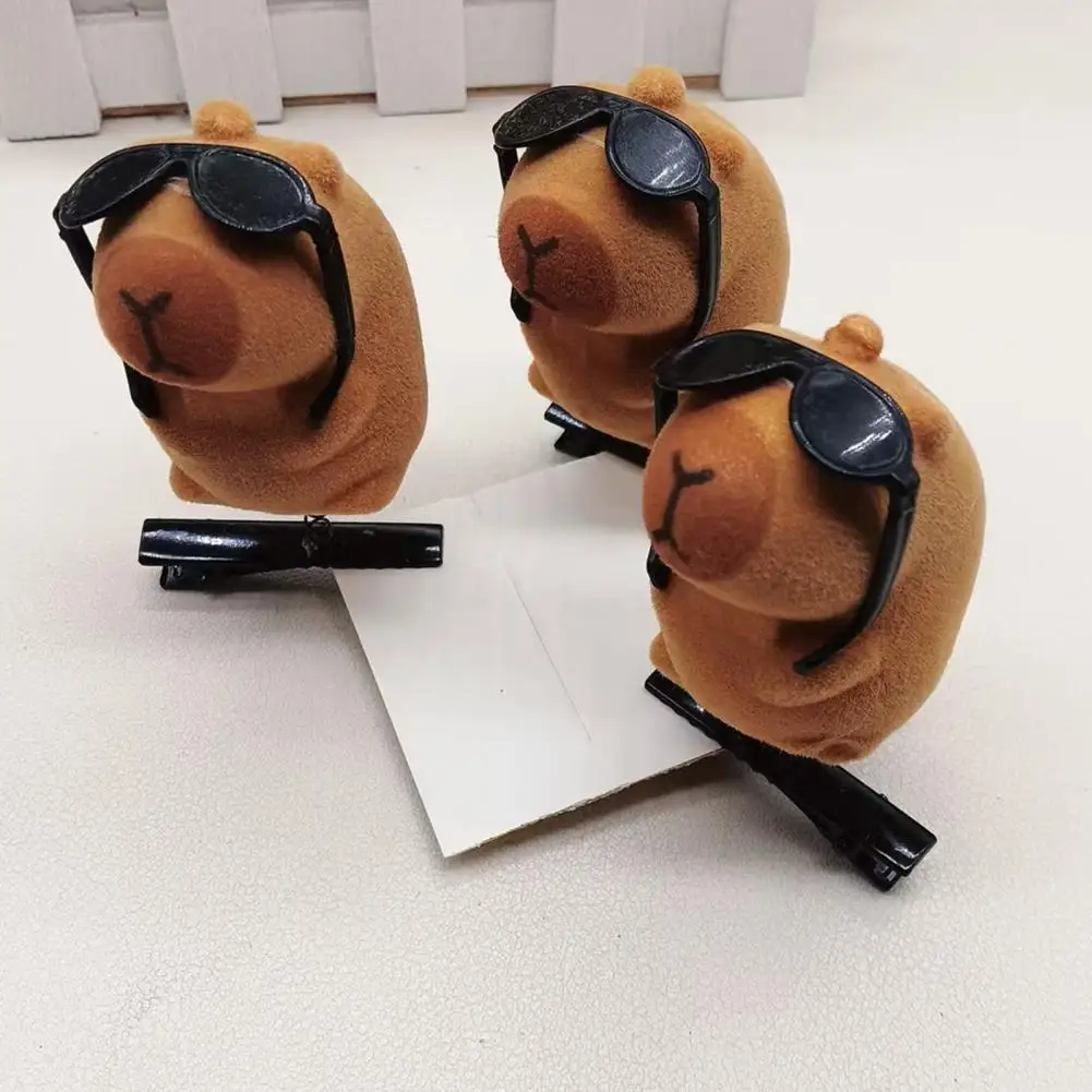 5Pcs Cute Capybara Hairpin Cartoon Capibara Doll Wearing Sunglasses Spring Hair Clips Decorative Hair Decoration Hair Pin