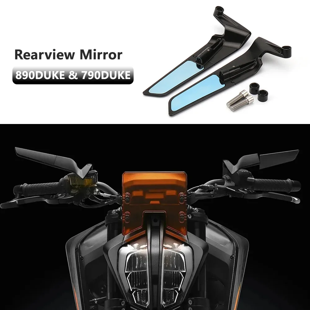 

New For 890 Duke R 2021 For 790 Duke 2018 2019 2020 Motorcycle Mirror CNC Aluminum Side Rearview Blue Anti-glare For 890 DUKE R