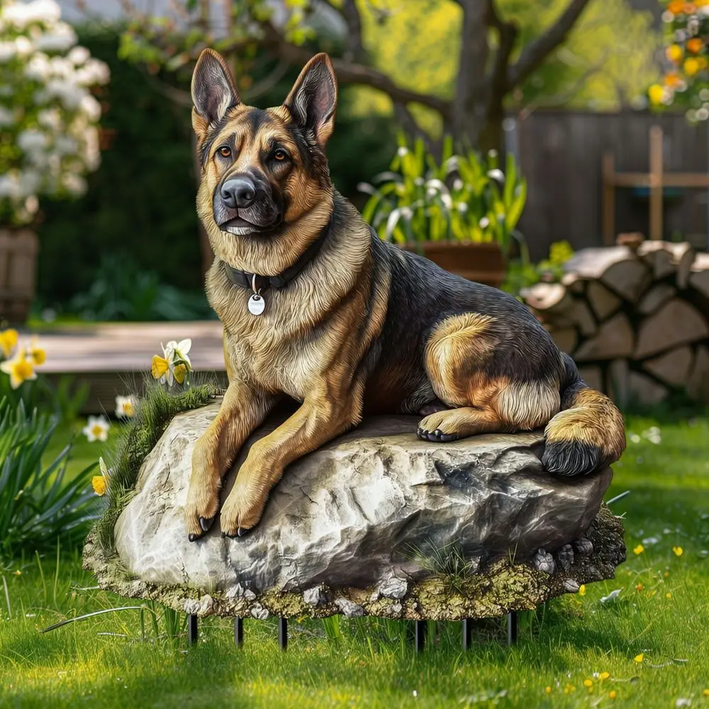 German Shepherd Acrylic Yard Stake Decorative Lawn Sculpture Outdoor Animal Silhouette Decor For Home Garden Yard Gift