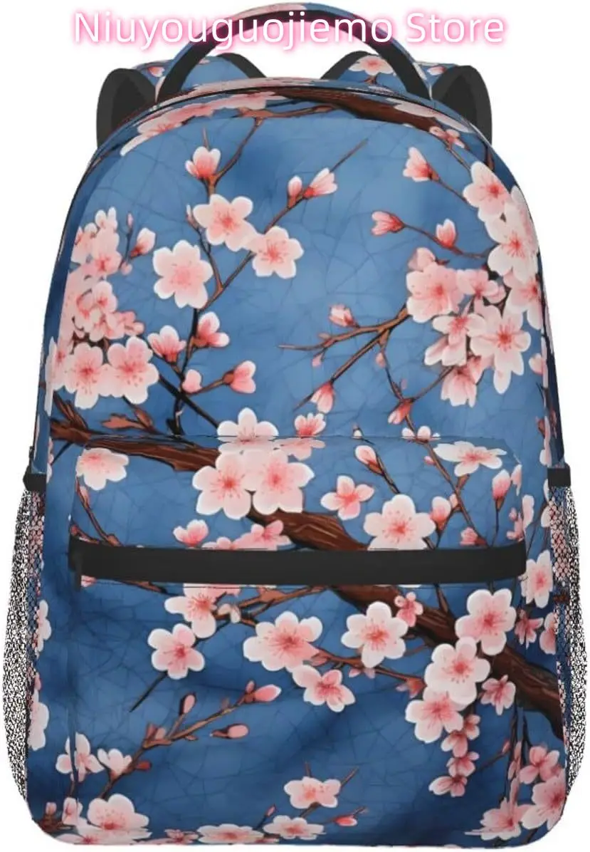 Tas Laptop Kembali Ke Sekolah Ransel Laptop Ringan Cherry Jepang Tas Daypack Kasual Perjalanan Serbaguna Ringan Uniseks Col