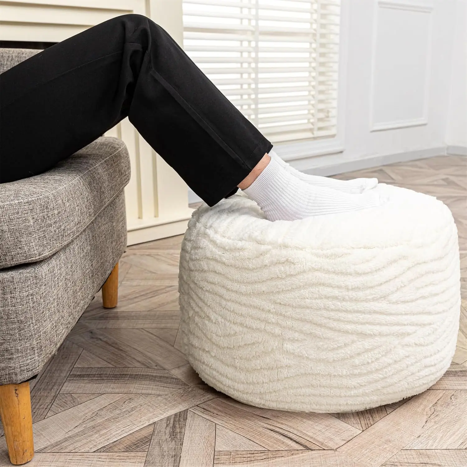 

Pouf Ottoman Stuffed Modern Foam Ottoman Foot Rest 20X20X12 Hes Floor Pouf Round Pouf Seat Floor Bean Bag Chair Foldable Floor