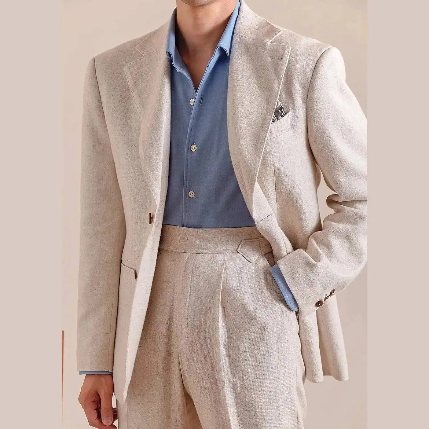 2023 frühjahr/Sommer Atmungsaktive Leinen Mischung Anzug Set Für Männer Business Herren Casual Anzug Smoking Rauchen Homme Mariage Männer anzug