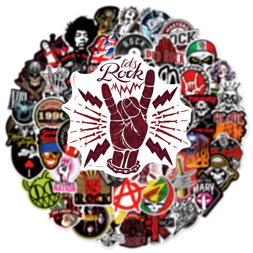 10/30/50/104pcs Classic Music Rock Band Graffiti Stickers for Kids DIY Phone Guitar Diary Helmet Cool Cartoon Waterproof Sticker
