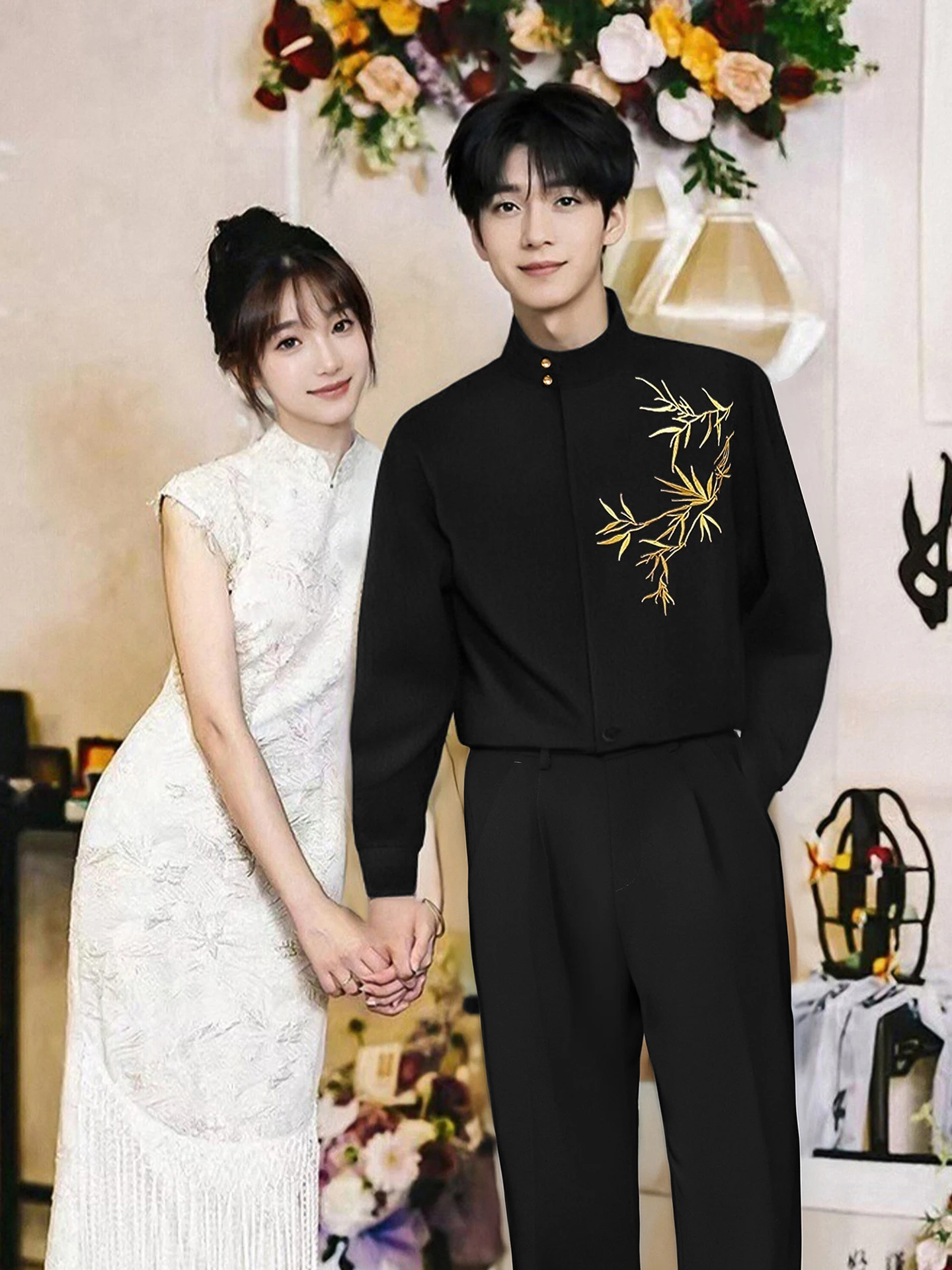 

Китайский мужской свадебный комплект irt с вышивкой из бамбука Le Long Sve брюки в стиле вестерн дышащий свободный крой молодежный Sle