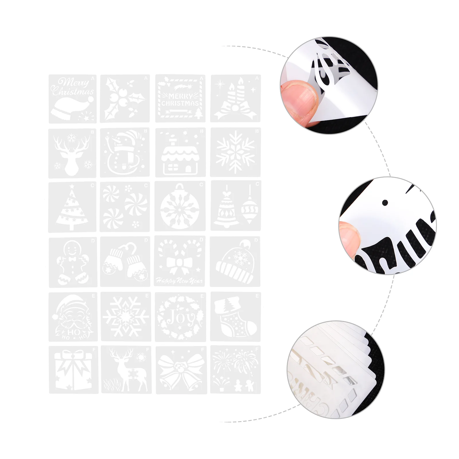 24 Pcs Template Reusable Craft Templates DIY Drawing Christmas Painting Stencils Xmas Plastic Hollow Artistic