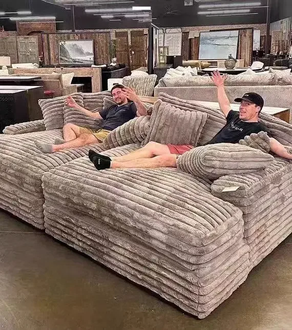For Ultra Wide Deep Plush Fabric Sofa for Large Villas Living Room,  Luxury Super Large Plush Sofa for Cinemas Big Sofa