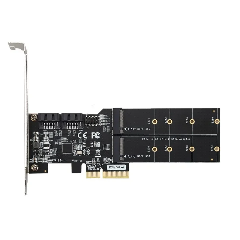 Scheda adattatore PCIE 3.0 X4 a 2 porte M.2 B-KEY Chip di estensione SATA a doppia porta ASM116 Espansione convertitore PCI-E 4X M2 BKEY Aggiungi scheda