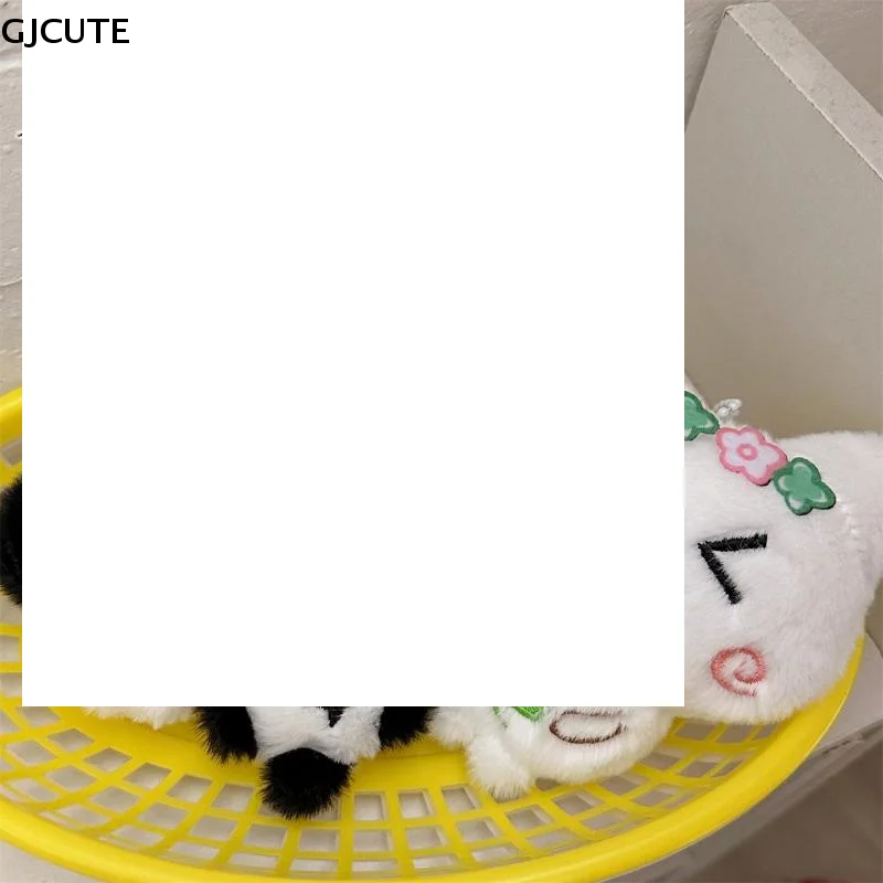 Cartoon Animal Rabbit Panda Plush Pendant Keychain Kawaii Fashion Key Ring For Women Girls Cute Backpack Pendant Accessories