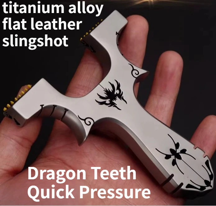 

Titanium Alloy Flat Leather Slingshot CNC TC21 Wire Cutting Concealed Buckle Fast Flattening Leather Precise EDC Slingshot