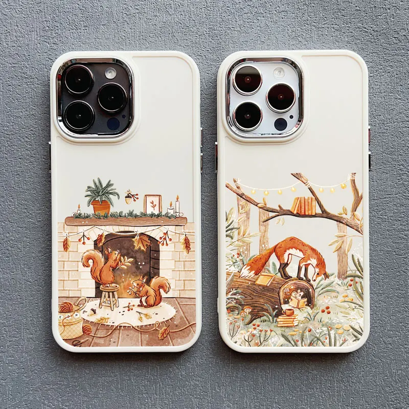 Cartoon Animal Bear Fox Squirrel Silicone Phone Case For iPhone 16 11 Case iPhone 15 16 14 13 12 Pro Max Plus X XR XS Back Cover