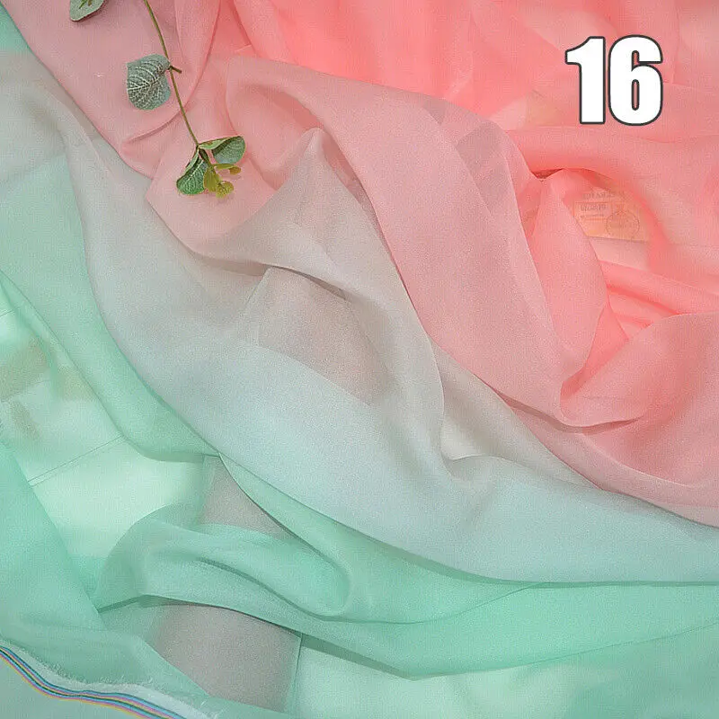 Gradient Chiffon Fabric Rainbow Chinese Costume Stage Dance Sewing Craft Organza Tulle Fabric For Diy Dancing Gauze Material