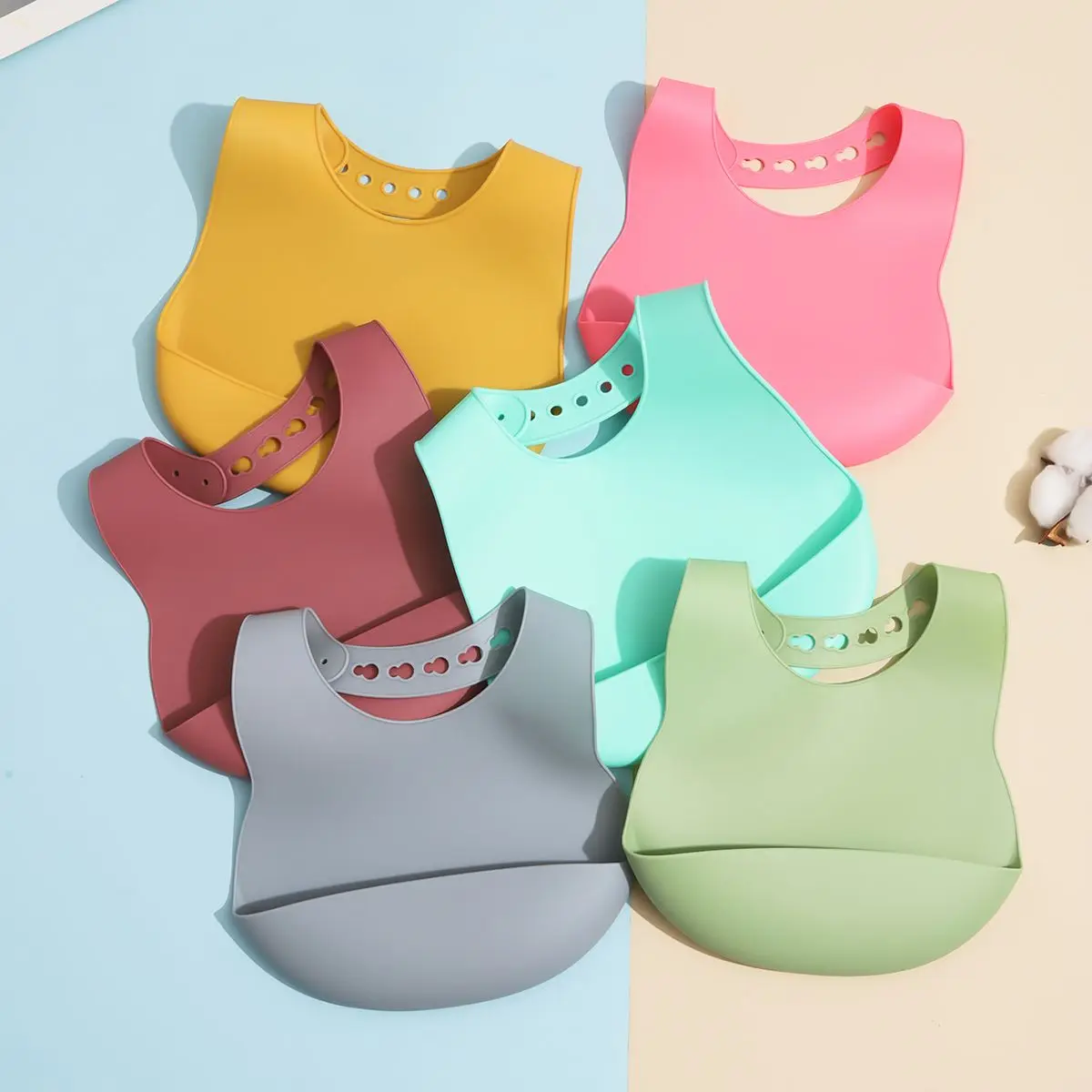 

Children's silicone bib saliva pocket baby clothes silicone rice pocket eating baby bib waterproof bib saliva towel