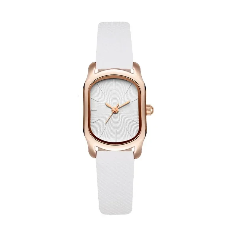 Relojes pequeños a la moda para mujer, relojes de pulsera de cuero Vintage para mujer, relojes de pulsera de cuarzo Retro con esfera ovalada Simple para mujer, reloj