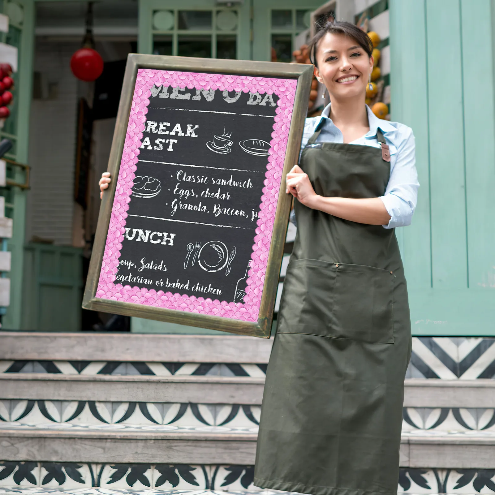 

Wavy Pattern Blackboard Borders Self-Stick Bulletin Board Border Decor Frame Decal for Classroom Office Use