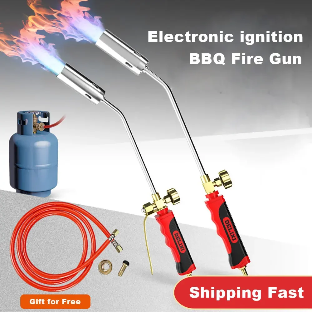 Antorcha de soldadura de Gas licuado para barbacoa, ignición electrónica, 30mm, 35mm, pistola de soldadura, soporte de oxígeno, acetileno, propano,