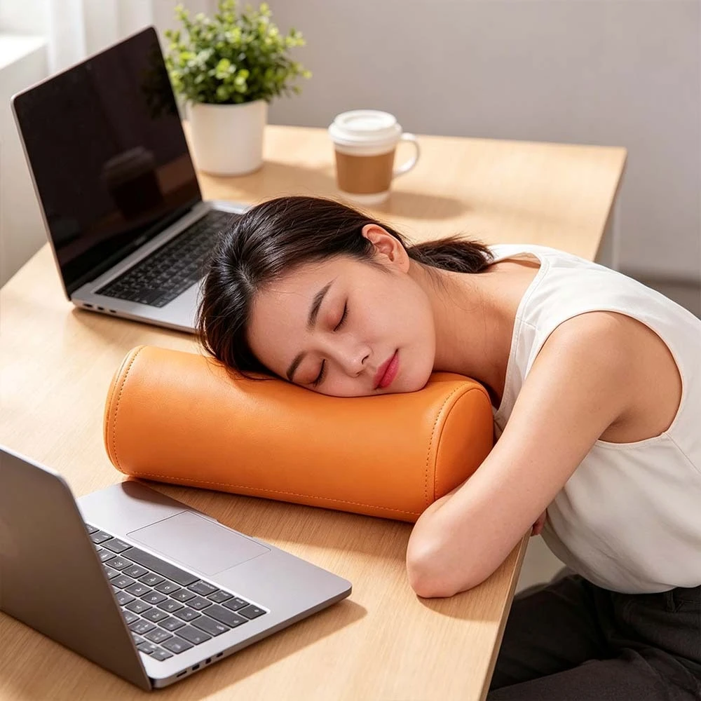 Ergonomic Cylindrical Lumbar Pillow Pain Relief Soft Bolster Cushion Neck Support Car Head Rest Pillow for Office Chair Back Pad