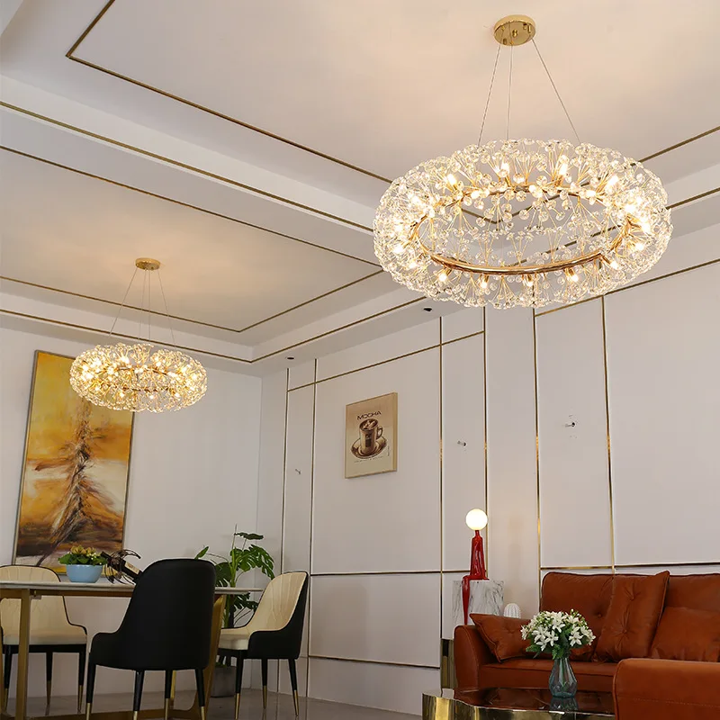Living room main lamp crystal chandelier, modern simple atmosphere master bedroom dining room dandelion chandelier