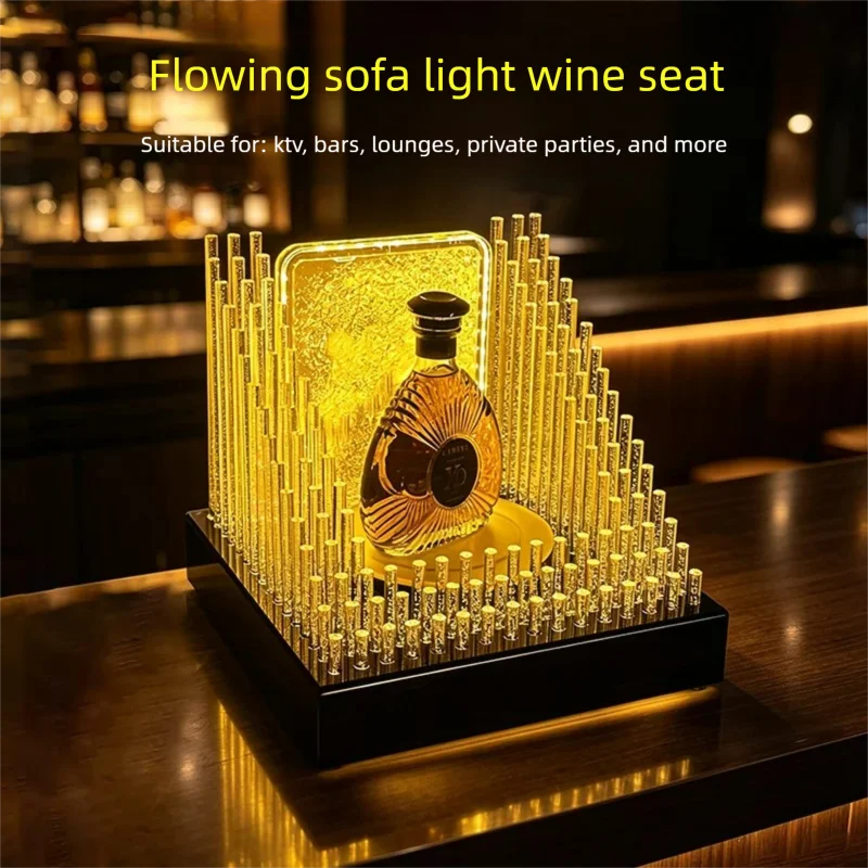 Bar Luminous Wine Stand Crystal Column Flowing Sand Wine Base KTV Nightclub Champagne Display Stand LED Charging Wine Tray