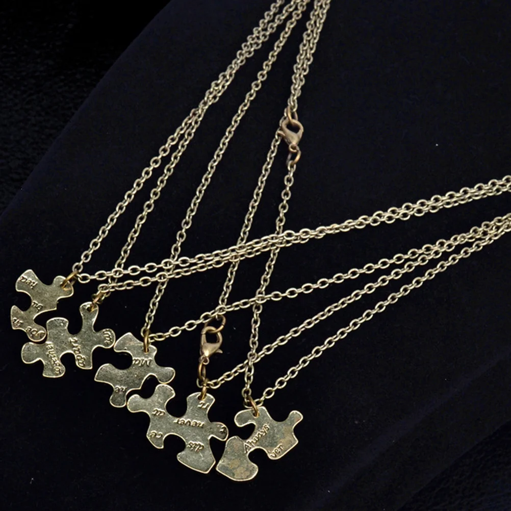

5Pcs Puzzle Shape Necklace Set Loving Attachment Token Best Friends Gift Fashion Jewelry Accessories Neck Decoration Lovers