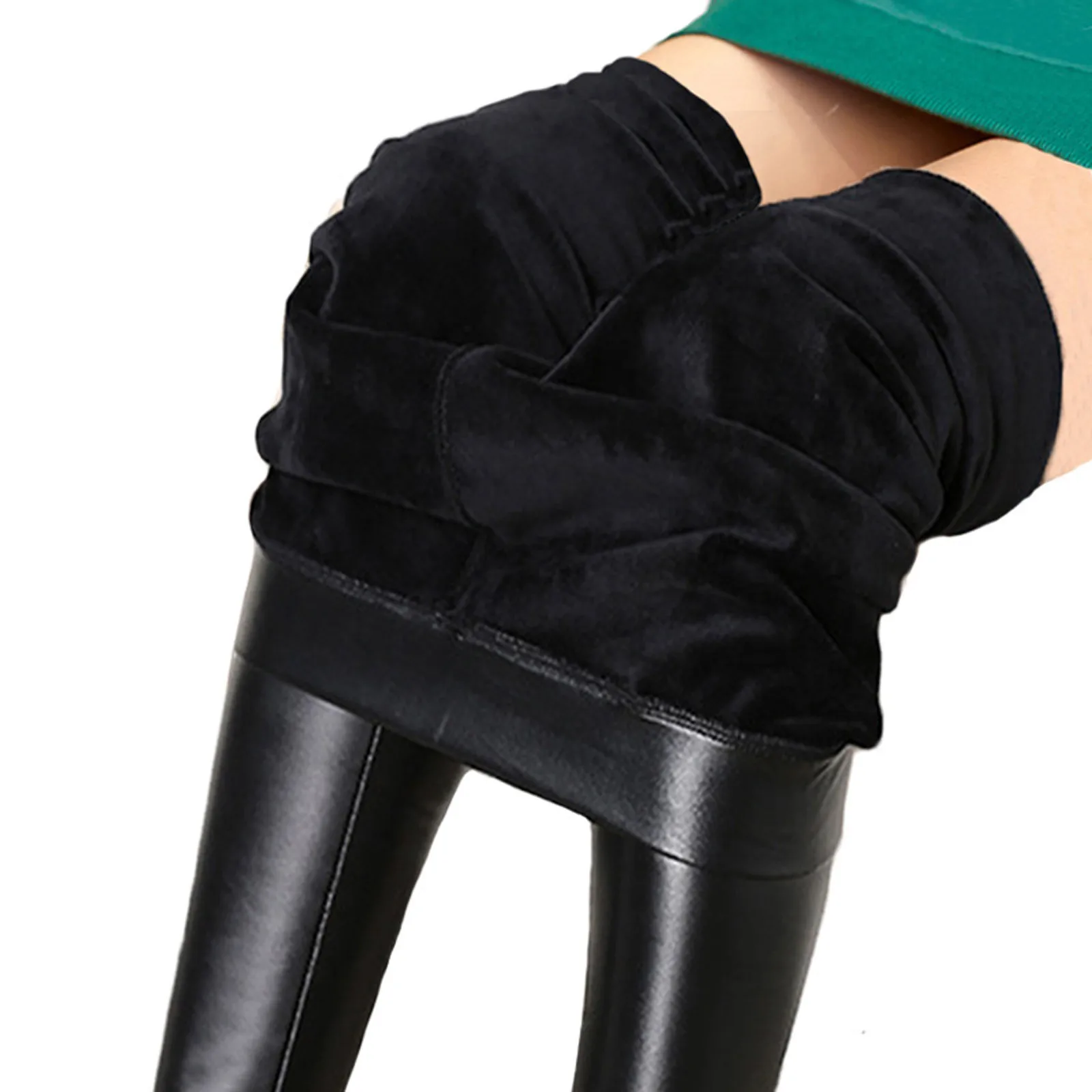 Sexy Black PU Leather Tights Women High Waist Pants Warm Elastic Slim Fashion Hip Liftting Leggings Skinny Plus Size Tights