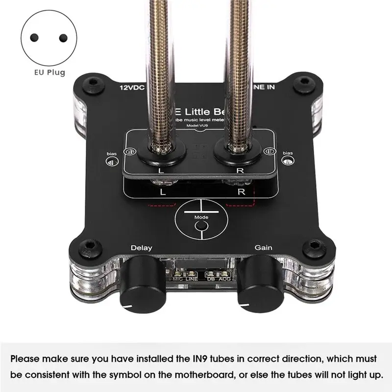 Lampu Ritme Desktop VU9 Mini IN9 Nixie Tube Sound Level Meter Music Spectrum Display Analyzer Level Meter EU Plug