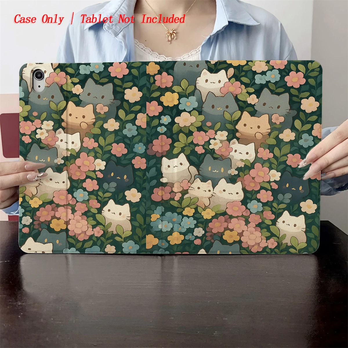 

Печать с рисунком котенка и цветочной группы 2025 года — подходит для нескольких чехлов Apple для планшетов iPad/iPad pro/iPad air/iPad mini