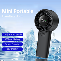 Mini Portable Handheld Fan 6000mAh USB Rechargeable Portable Fan 5 Speeds Strong Wind Hand Held Fan Small Pocket Turbo Fan