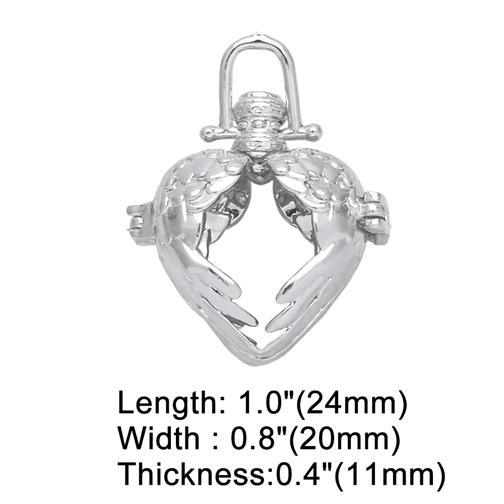 OCESRIO Retro Hollow Angel Wing Harmony Ball Chime Bola Necklace Pendant for Pregnancy Copper Gold Plated Wishing Ball pdtb477