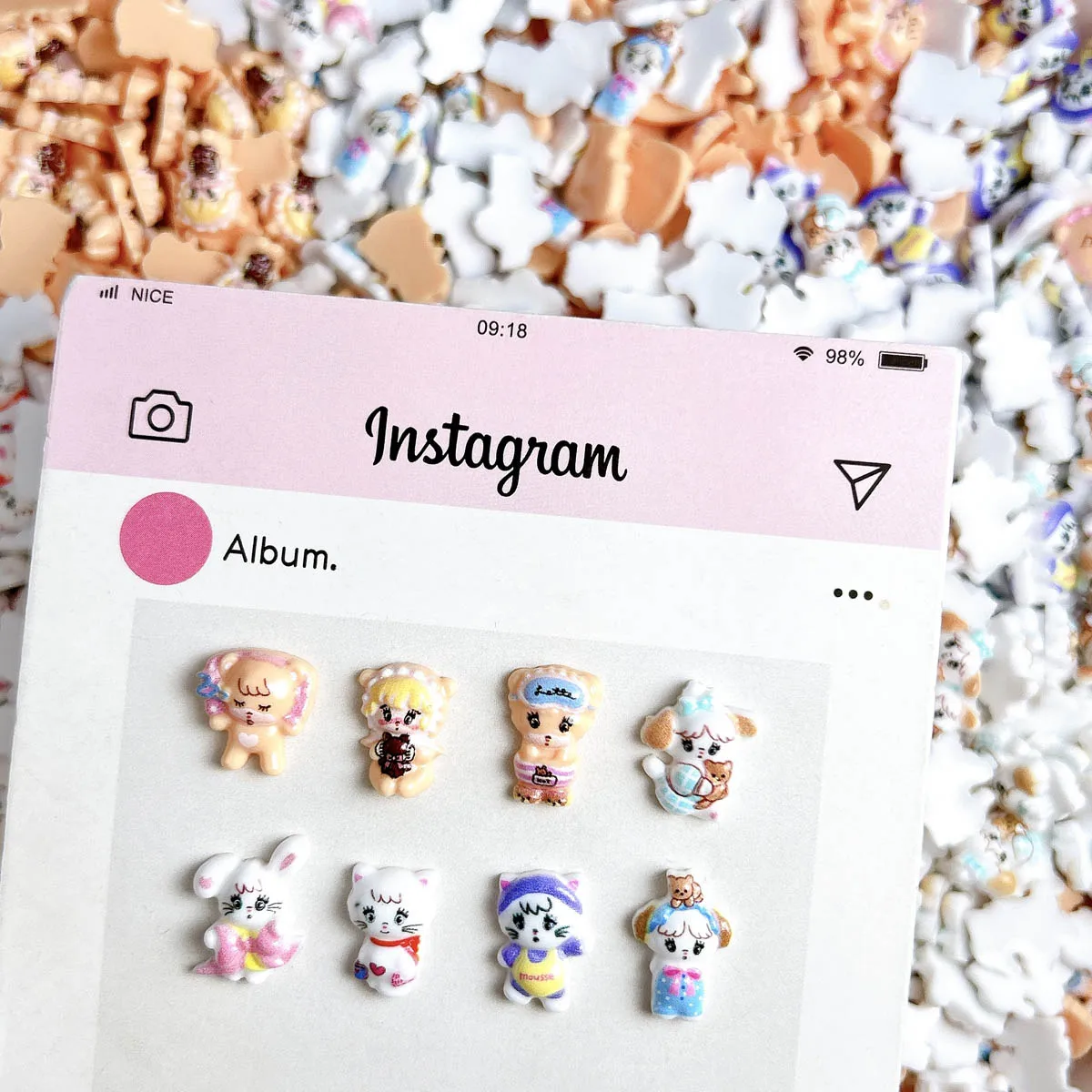 30PCS Kawaii Cartoon Harz Bär Kaninchen Nagel Charms Neue Kreative Bunte Katze Tiere Nail art Dekorationen für DIY Haarnadel nägel