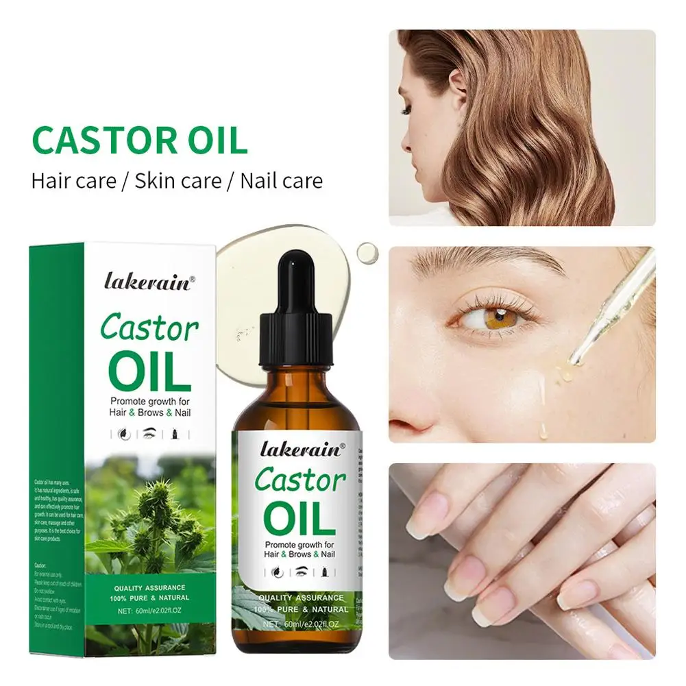 

60ml Black Castor Oil Nourishes Skin Massage Hair Oil Growth Essential Prevents Eyebrows Care Skin Aging Produc T6Y0